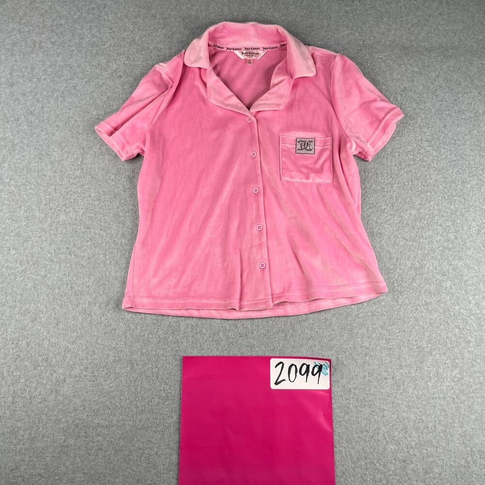 Juicy Couture Sleepwear Shrit Youth Small Pink Short Sleeve Button Up